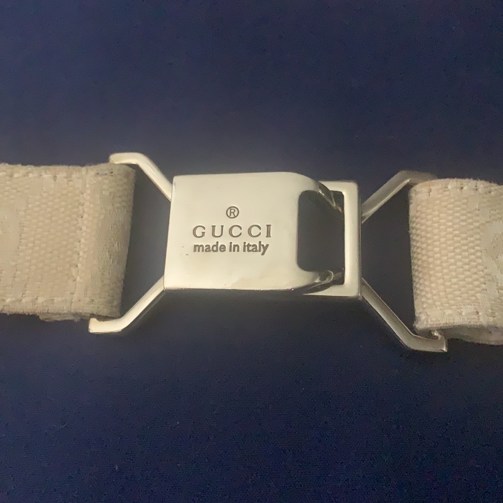 Gucci monogram ivory white interlocking belt